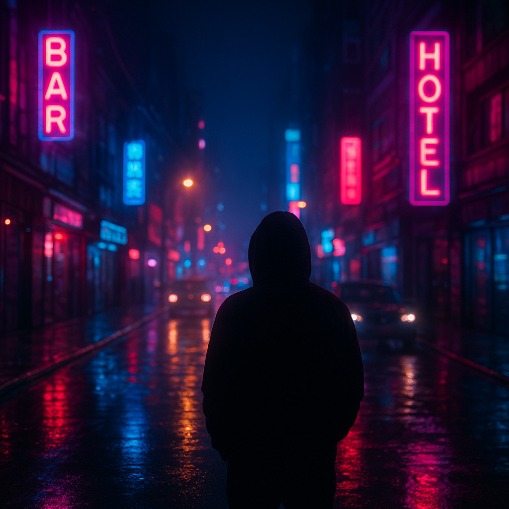 Cena em neon cyberpunk