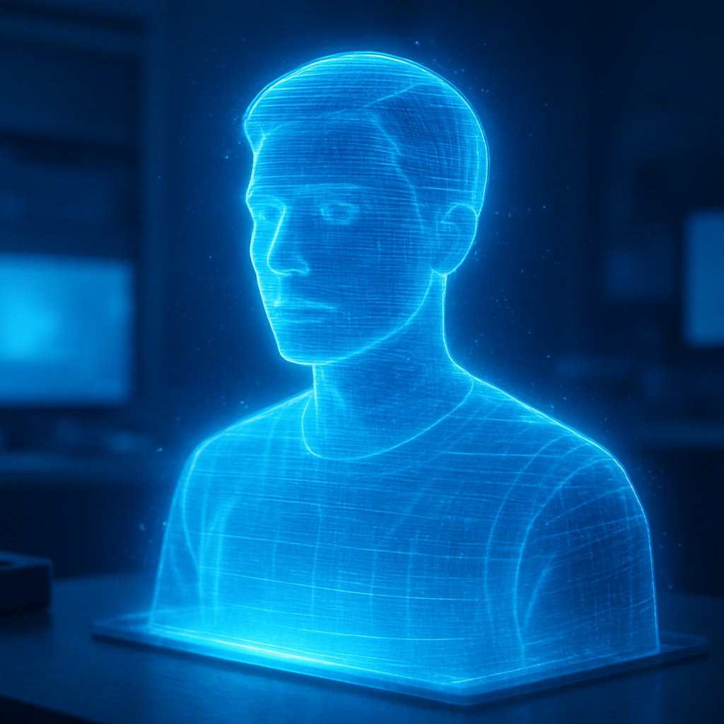 Retrato em holograma futurista