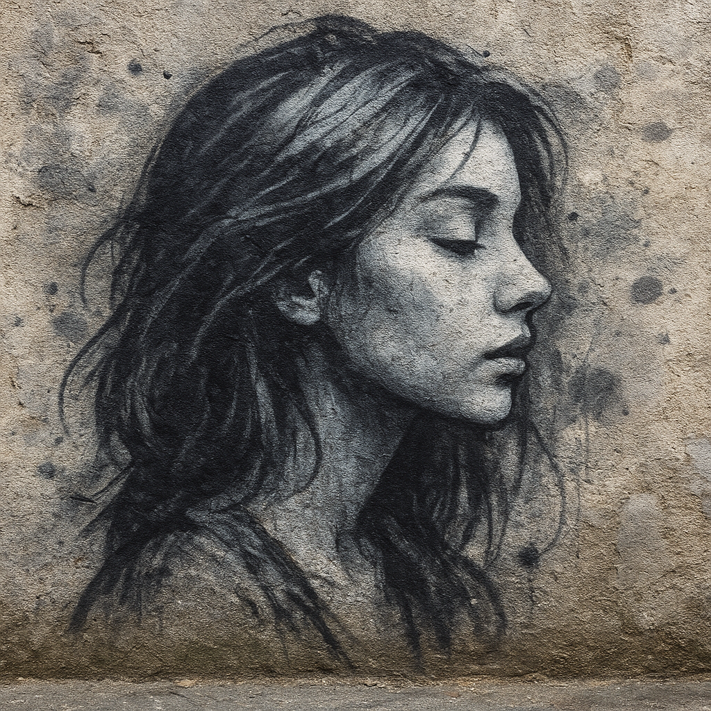 Retrato em grafite estilo street art