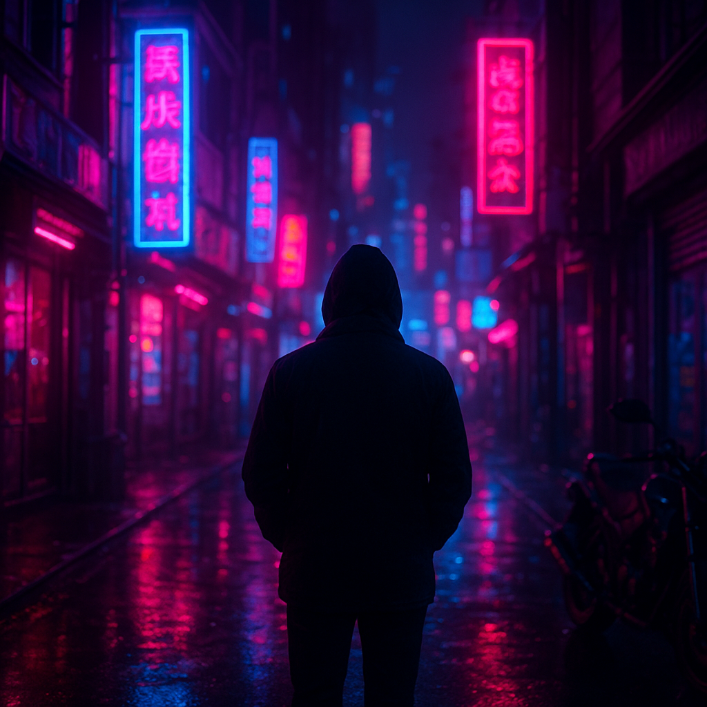 Cena em neon cyberpunk