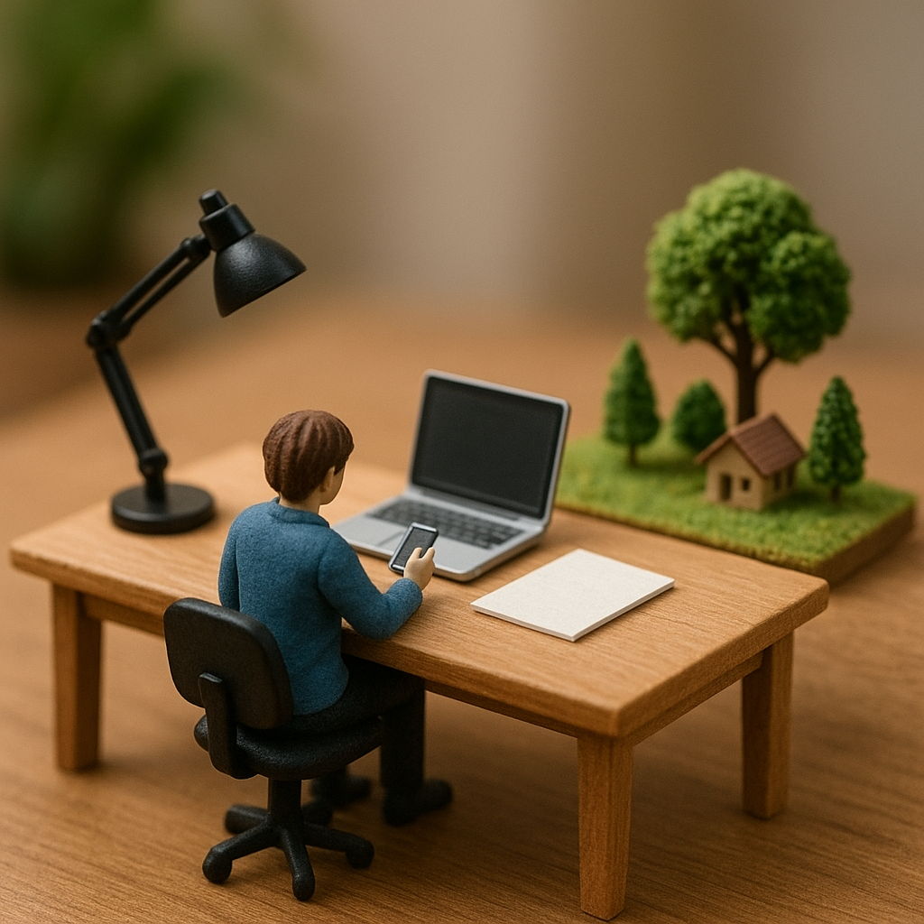 Cena em miniatura estilo diorama