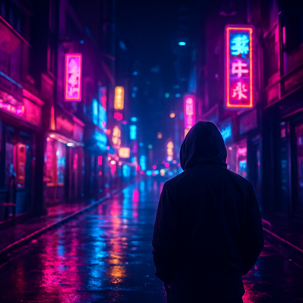 Cena em neon cyberpunk