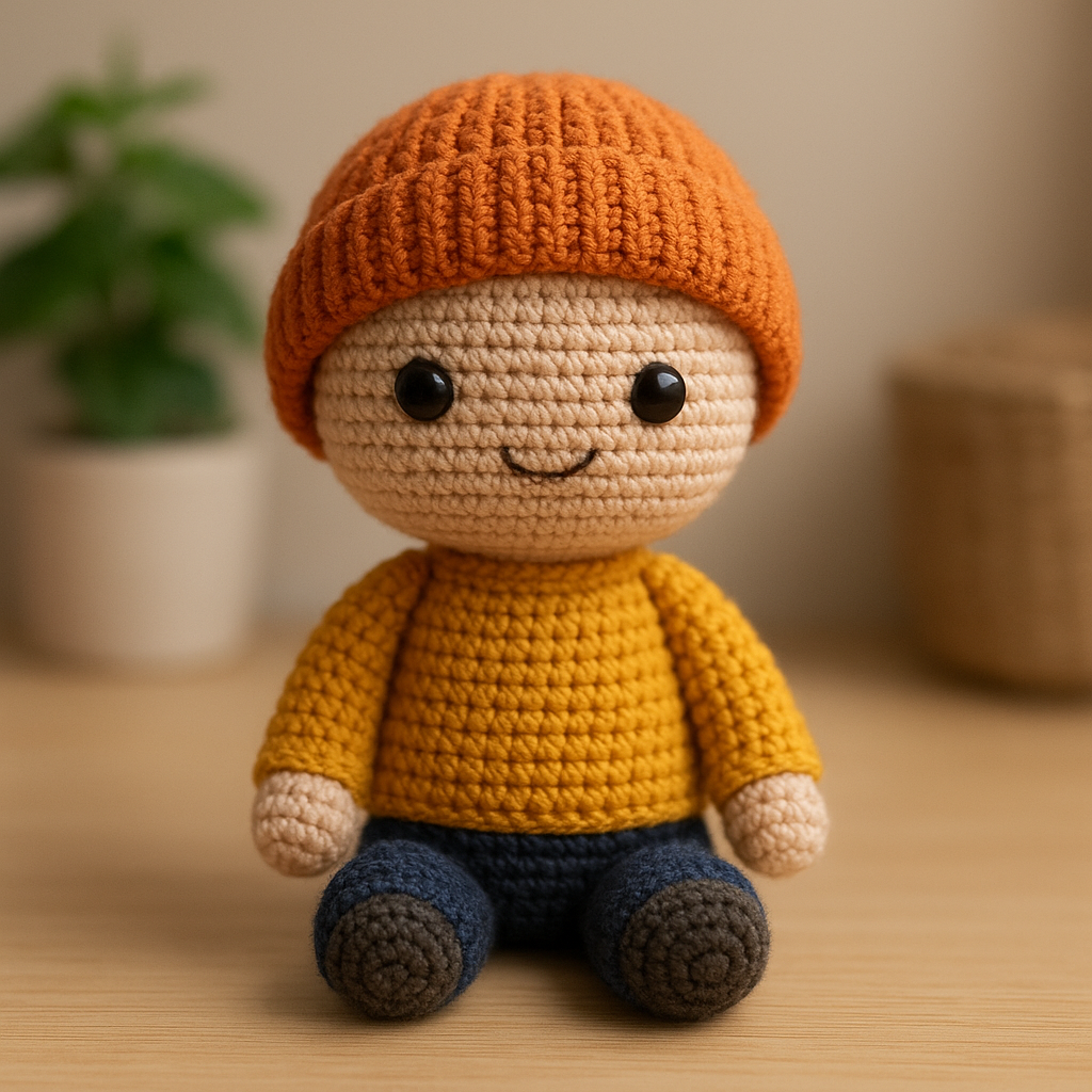 Boneco de crochê amigurumi da sua foto