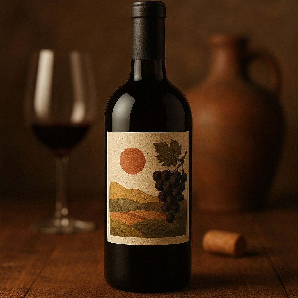 Still de rótulo de vinho ou bebida artesanal